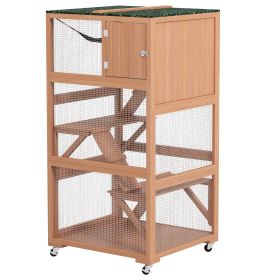 Catio, Outdoor Cat Enclosure House on Wheels with Hammock, Orange