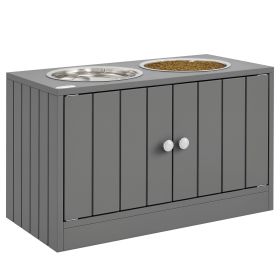 Elevated Dog Bowls with Storage Cabinet Containing Large 44L Capacity, Gray