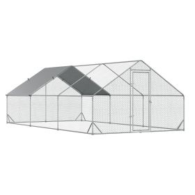 10' x 20' x 6.5' Chicken Coop Cage, Outdoor Hen House w/Cover & Lockable Door