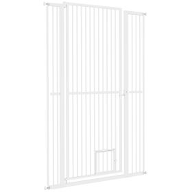 59" Extra Tall Pet Gate, 30"-41" Dog Gate with Cat Door, 1.4" Narrow Gap, 2.8" and 5.5" Extension, for Doorway, Hallway