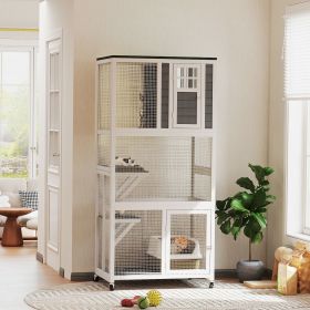 74" Catio Outdoor Cat Enclosure Weatherproof & Wheeled