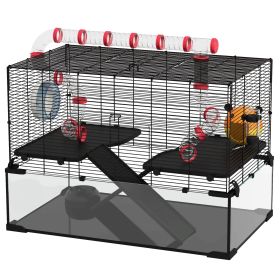 31" Hamster Cage with Tube and Tunnel, Deep Glass Bottom