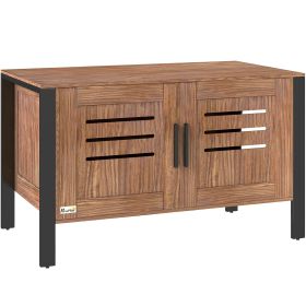 Cat Litter Box Enclosure with Tall Legs, Scratching Board, Dark Brown, 31.5"L x 17.7"W x 19.7"H