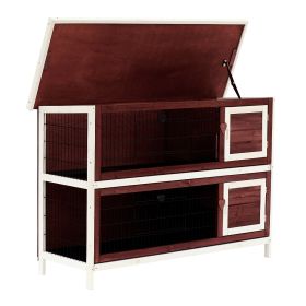 54" 2-Story Weatherproof Stackable Elevated Wooden Rabbit Hutch with Enclosed Run and Pull-Out Trays