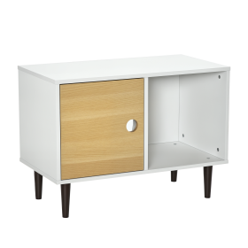 Wooden Cat House with Soft Cushion, Decorative Kitten Condo Side Table, Elevated Pet House with Storage Space