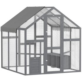 Large Wooden Chicken Run with Waterproof & Anti-UV Cover, for 6-8 Chickens, for Backyard, Farm, 5.5' x 6' x 6'