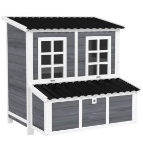 Wooden Chicken Coop with Nesting Box, Pull-Out Tray, Waterproof Roof, 39" Chicken House for 4-6 Chickens, Rabbits