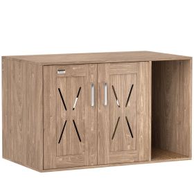 Cat Litter Box Enclosure with Scratching Board, Cat Washroom End Side Table, 31.5" x 19" x 20", Walnut Brown