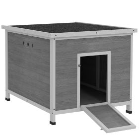 Wooden Duck Coop with Openable Roof, Removable Floor, Double Doors, Ramp, for 3-6 Ducks, Chickens, 30" x 38" x 30"