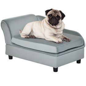 Luxury Fancy Dog Couch with Hidden Storage, Small Dog Sofa Bed with 2" Soft Foam, Modern Pet Furniture for Puppies & Little Breeds, Pale Gray