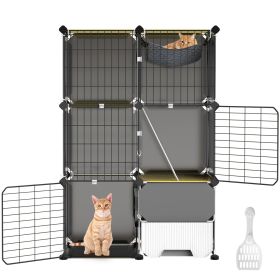 3 Tier Cat Cage Indoor With Litter Box Hammock Detachable Metal Wire Cat Kennel Cat House Cat Enclosure With Ladder For 1-2 Kittens
