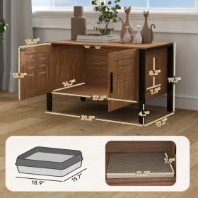 PawHut Cat Litter Box Enclosure With Tall Legs, Scratching Board, Dark Brown,