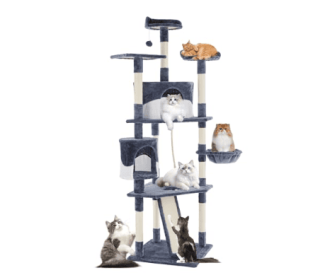79-inch Cat Tree Tower, Large Multi-story Cat Climbing Tower, Natural Sisal Grabber Posts, Extended Platform, Hammock