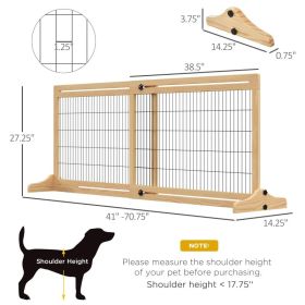 Extra Wide Freestanding Pet Gate With Adjustable Length Dog, Cat, Barrier For House, Doorway, Hallway, Natural