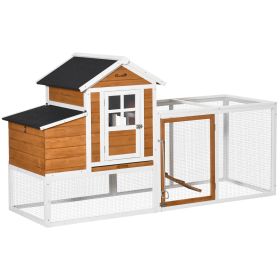 76" Wooden Chicken Coop with Safe and Healthy Non-Polluting Materials, Outdoor Hen House Poultry Cage with Weatherproof Materials