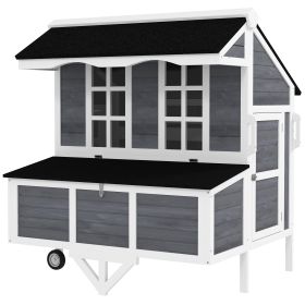 43" Chicken Coop with Wheels, Chicken Tractor with Nesting Box, Windows, Pull-out Tray, Perches, for 2-4 Hens, Gray