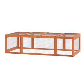 Large Wooden Rabbit Hutch Small Animal Habitat Enclosure Outdoor Run and Lockable Doors - Natural