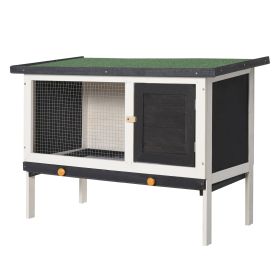 Wooden Rabbit Hutch, Bunny Cage for Small Pet w/ Slide-out Tray, Openable Roof