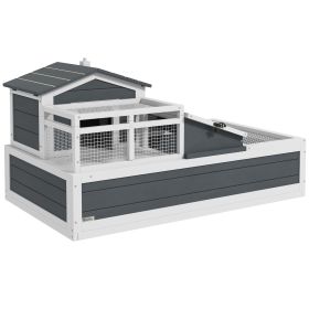 3-Room Tortoise Habitat House w/ Balcony & 2 Stories, 44" x 25.5" x 23", Gray