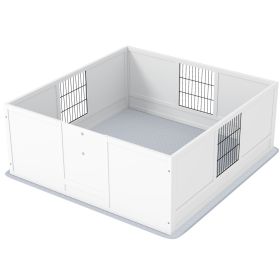 Dog Whelping Box with Washable Pee Pad, Adjustable Height Door, for Large Breed Dogs, 49" x 47" x 19"