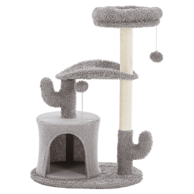 Small Cat Tree Tower, 33 Cat Scratching Post With Curved Bed