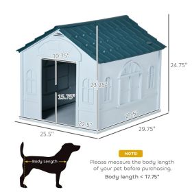 PawHut Plastic Dog House For Medium And Small Dogs, Water Resistant Puppy Shelter Indoor Outdoor With Door, Easy To Assemble, Blue