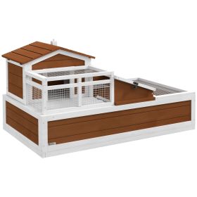 3-Room Tortoise Habitat House w/ Balcony & 2 Stories, 44" x 25.5" x 25", Coffee