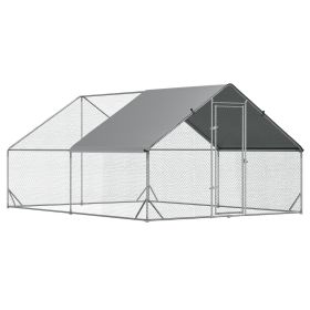 10' x 13' x 6.5' Metal Frame Chicken Run, Outdoor Hen House with Cover & Lockable Door