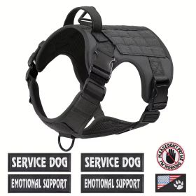 Tactical Pet Chest Service Dog Harness Vest Adjustable Reflective Dog Harness Metal Buckle Hiking Training (Option: Black-M)