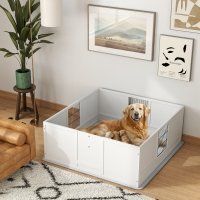 Two Rooms Design Dog Whelping Box with Washable Pee Pad (Option: White-1300x580x145 mm)