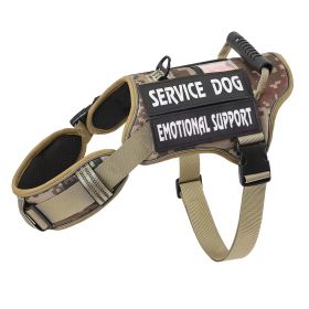 Tactical Service Dog Harness With Handle, No-Pull Adjustable Reflective Pet Vest Harness For Easy Walking And Training (Option: Khaki-M)