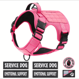 Hiphoppet US Local Tactical Service Dog Harness Vest Adjustable Reflective No Pulling Large Dog Harness With Metal Buckle (Option: Pink-M)