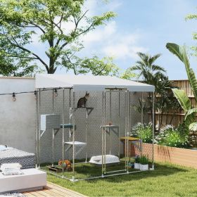 Large Outdoor Catio Cat Enclosure with Hammock (Option: Silver-2050x255x165 mm)