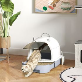 Covered Cat Litter Box with Lid (Option: Gray-410x180x520 mm)
