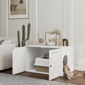 Cat Litter Box Enclosure with Barn Door (Option: White-920x600x130 mm)