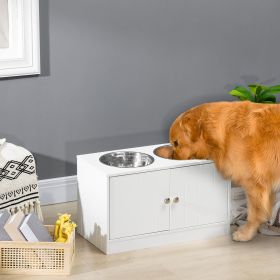 Large Elevated Dog Bowls with Storage Cabinet Containing Large 44L Capacity (Option: White-705x380x155 mm)
