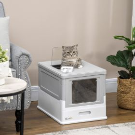 Fully Enclosed Cat Litter Box with Front Entry and Top Exit (Option: Gray-410x205x525 mm)