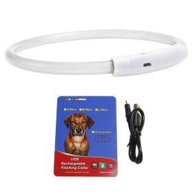 1Pc USB Rechargeable LED Dog Collar Multi Color Lighting Dog Safety Collar Cuttable Length Glow Dog Collar For Small Medium Large Dog Night Walking (Option: M)